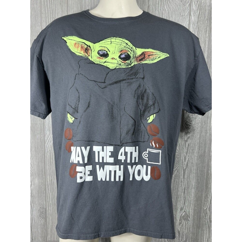 Star Wars Grogu Baby Yoda Men's Graphic Tee | Size XL Gray | May the 4th Coffee